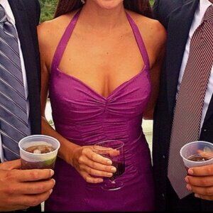 Vintage Nicole Miller Purple Silk Halter Dress